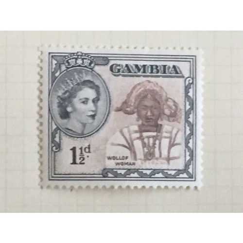 Gambia 1953 1½d Brown & Black Mounted Mint MM SG 175 Sc 155 stamp Wollof Woman