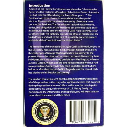 Presidents of the United Sates Quiz Cards