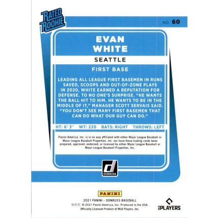 2021 Donruss Evan White Rated Rookie # 60