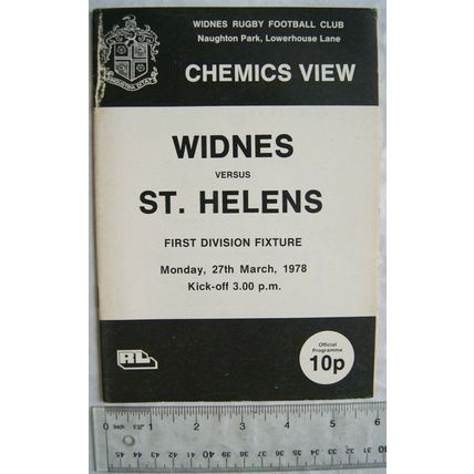 1978 programme Widnes v. St. Helens