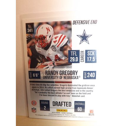 2015 Panini Score RANDY GREGORY (Dallas Cowboys) Rookie Card #341