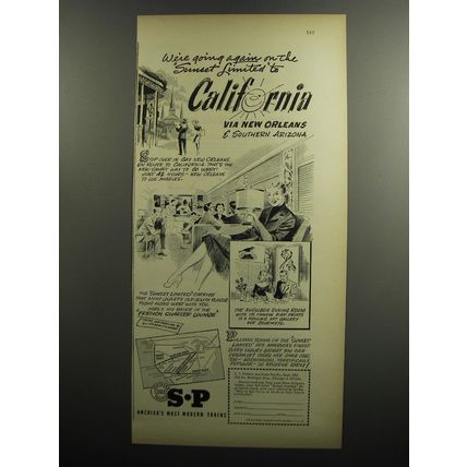 1952 Southern Pacific Railroad Ad - We're going again on the Sunset Limited
