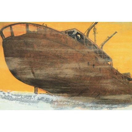 Hughie O'Donoghue Ship Departure Hand Painting Royal Academy Postcard