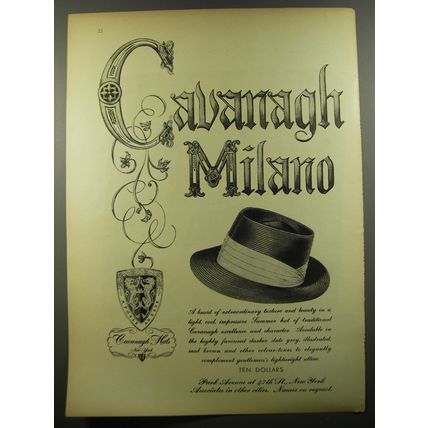 1954 Calvanagh Milano Hat Advertisement