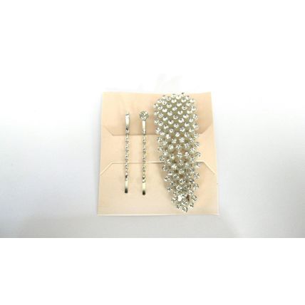 Crystal snap clip hair barrette with bobby pins for fine thin hair