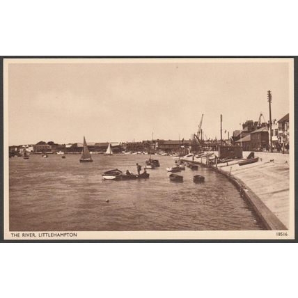 The River, Littlehampton, Sussex, c.1930s - Salmon Postcard