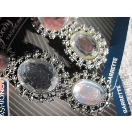 Goody Amelia Fashionow Rhinestone Diamond Fancy Metal Hair Barrette Silver Pewte