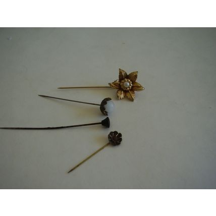 Vintage Hatpins Four Mixed Different Designs 1 Bakelite Pin