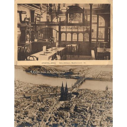 Apostel Brau Coln Mulheim Hotel Pub Inn 2x Old German Postcard