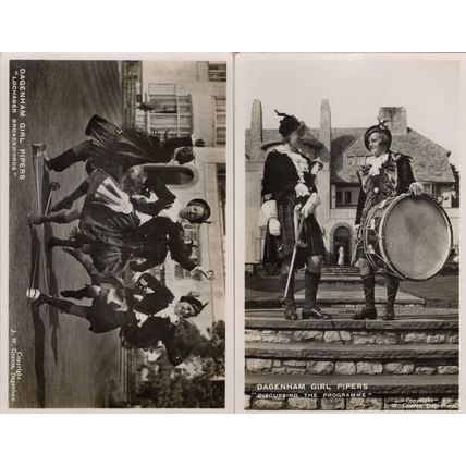 Dagenham Girl Pipers 2x Real Photo RPC Military Girls Postcard s