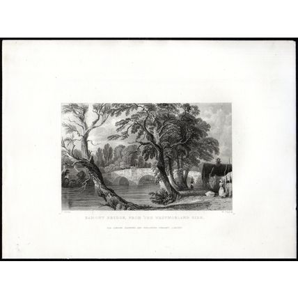 EAMONT BRIDGE, FROM THE WESTMORLAND SIDE 1858 Thomas Allom ANTIQUE ENGRAVING