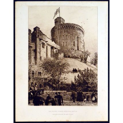 ROUND TOWER, WINDSOR CASTLE 1896 Axel Herman Haig VICTORIAN ETCHING