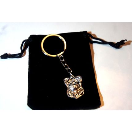 PUG DOG KEY RING WITH KEY CHAIN & VELVET GIFT BAG