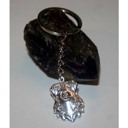 AUSTRALIAN SHEPHERD DOG KEY RING WITH KEY CHAIN & VELVET GIFT BAG