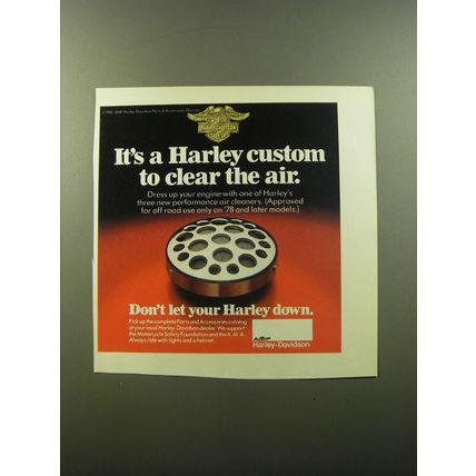 1981 Harley-Davidson Air Cleaners Ad - It's a Harley custom to clear the air