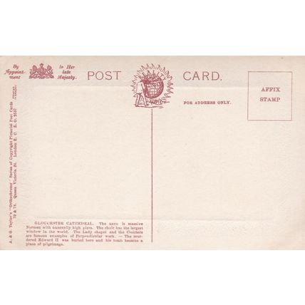 EC167 GLOUCESTER CATHEDRAL. COLOURED PRINTED POSTCARD