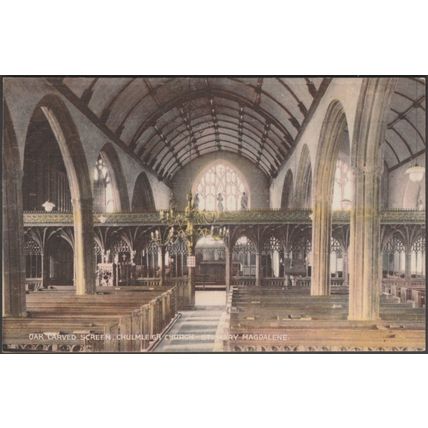 Oak Carved Screen, St Mary Magdalene Church, Chulmleigh, Devon, c1920 - Postcard