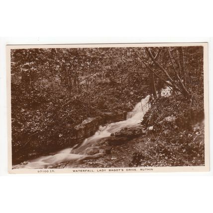 Waterfall Lady Bagot's Drive Ruthin Postcard RP Denbighshire Wales 97100