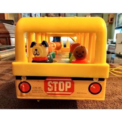 Old Vintage Original Fisher Price School Bus # 192 12 1/2" Long Working 1965