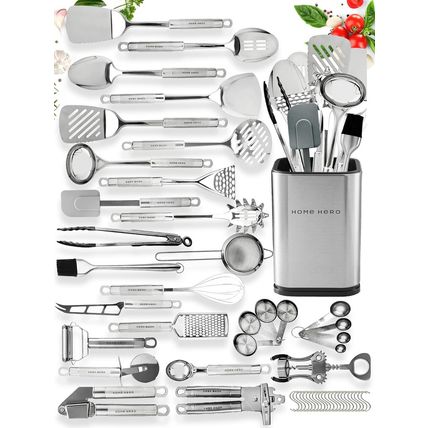 Home Hero 54 Pcs Stainless Steel Kitchen Utensils Set - Nonstick Stainless Steel