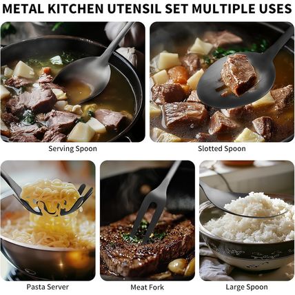 304 Stainlss Steel Kitchen Utensils Set, 10 Pcs Metal Cooking Utensil, Matte Kit