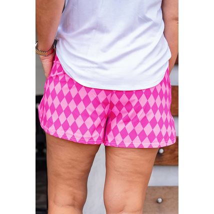 Pink Geometric Print Active Casual Shorts with Slits