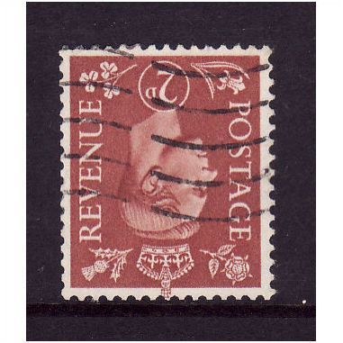 GREAT BRITAIN 1950 GEORGE VI SG 506i 2d PALE RED BROWN WMK INVERTED FU #3
