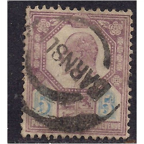 GB 1902 - 13 KEV11 5d Purple & Blue Variety stamp WMK 49.(F307)