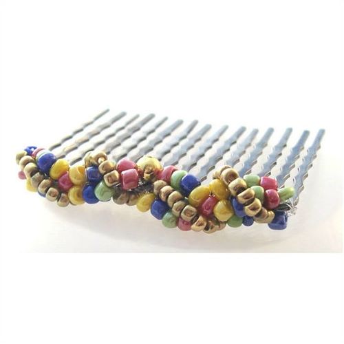 Comb #001 cluster beads hair decoration 1.75 inch x 1.5 inch fashion jewelry