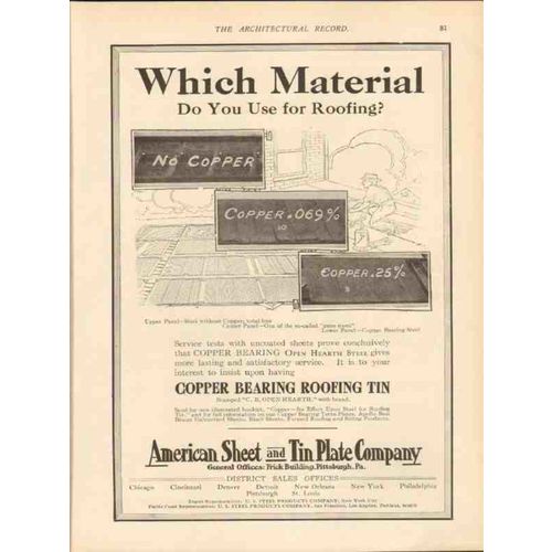 american sheet tin plate company 1913 which material vintage ad