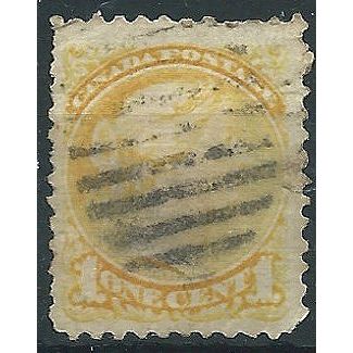 Canada 1878 SG75 1c Bright Yellow Good Used . . ..