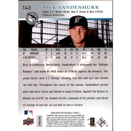 2008 Upper Deck Rick Vandenhurk