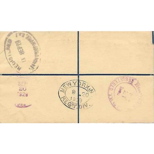 GB REGISTERED Postal Sta. Admiral uprated to Brooklyn USA 1929 UPU Congress