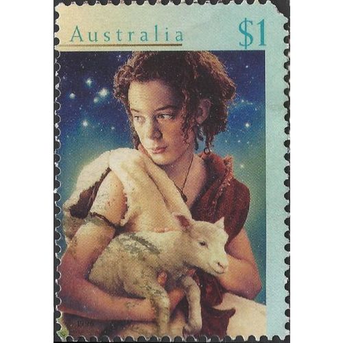 AUSTRALIA, CHRISTMAS, Shepherd with Lamb, green-blue 1996, $1, #4
