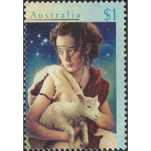 AUSTRALIA, CHRISTMAS, Shepherd with Lamb, green-blue 1996, $1, #5