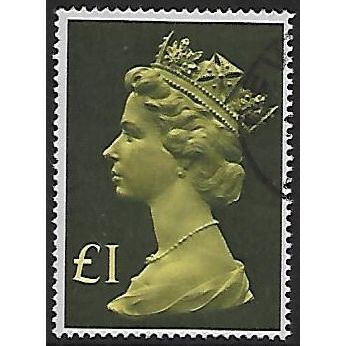 SG 1026: £1 bright yellow-green and blackish olive Defin.: Queen Elizabeth II.