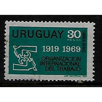 URUGUAY 1969 30p ANNIV OF I.L.O EMBLEM SG 1406 FINE USED
