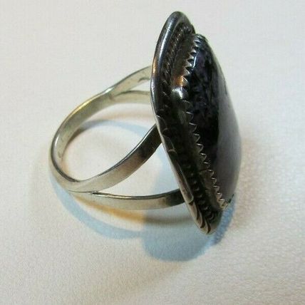 NATIVE AMERICAN PURPLE CHAROITE STERLING SILVER RING By ZUNI ARTIST HALOO