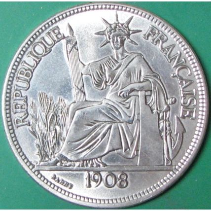 1908 5Fr Indochina. Challenge Coin, Souvenir. REPLICA. 66.