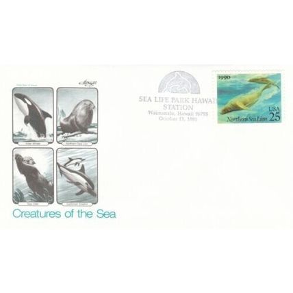 United States 1990 Northern Sea Lion FDC Sea Life Hawaii cancel unaddressed VGC