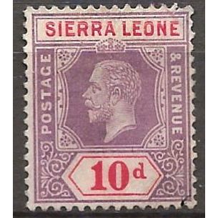 Sierra Leone 1912 SG122 10d Purple & Red Wmk Multi Crown CA Very Fine Used .