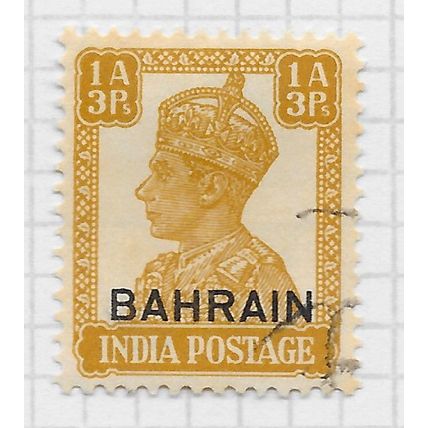 BAHRAIN 1942 KG6 INDIA OVERPRINTED ONE & HALF ANNA SG42 42 SG USED