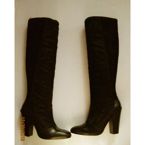 New Derek Lam 10 Crosby 4852 Womens Carmen Black Calf Hair Knee-High Boots 6 Med