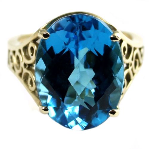 Swiss Blue Topaz, 10KY Gold Ring, R049