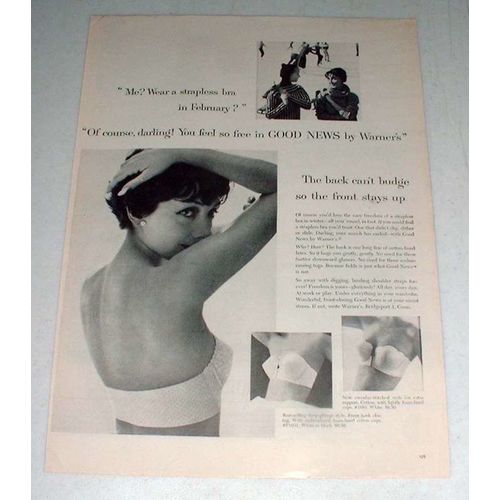 1958 Warner's Good News Bra Ad - Strapless in February