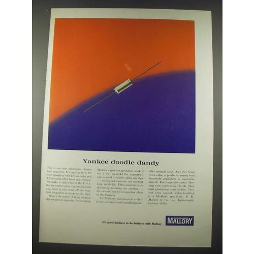 1965 Mallory Aluminum Electrolytic Capacitor Ad - Yankee Doodle Dandy