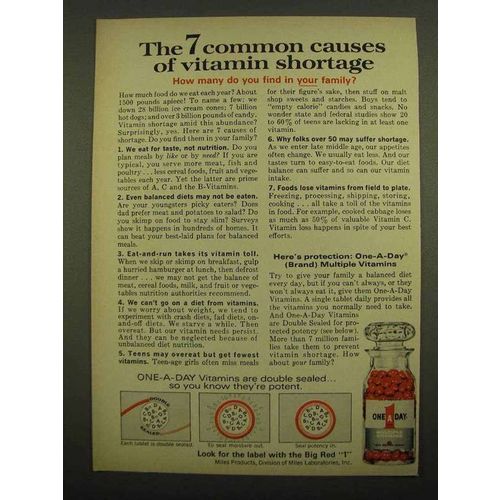 1965 One-A-Day Vitamins Ad - 7 Common Causes