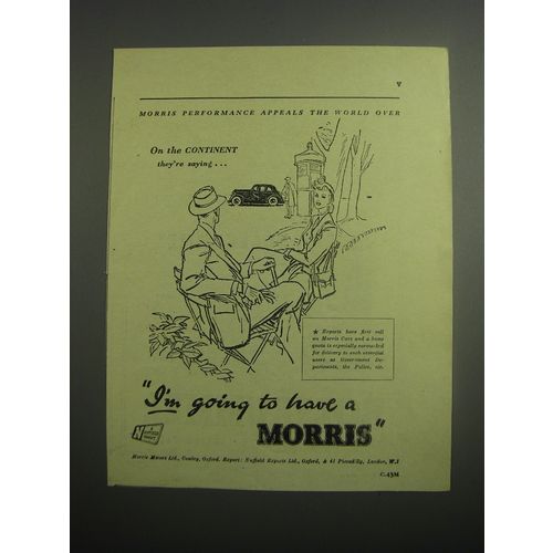 1948 Morris Cars Ad - On the Continent they're saying