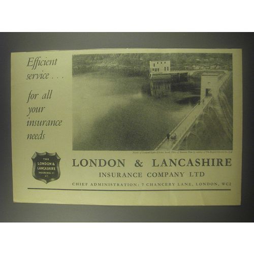 1954 London & Lancashire Insurance Ad - Efficient service