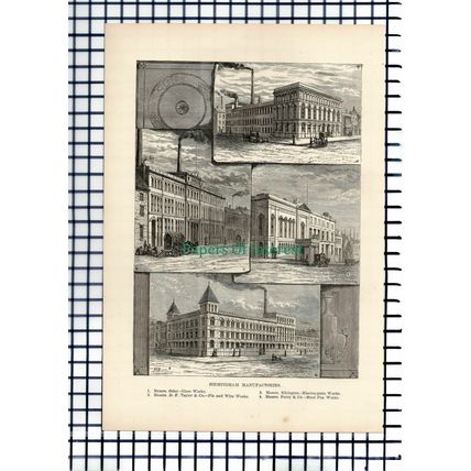 (6432) Birmingham Manufacturers Factories Osler Elkington Perry - 1891 Cutting